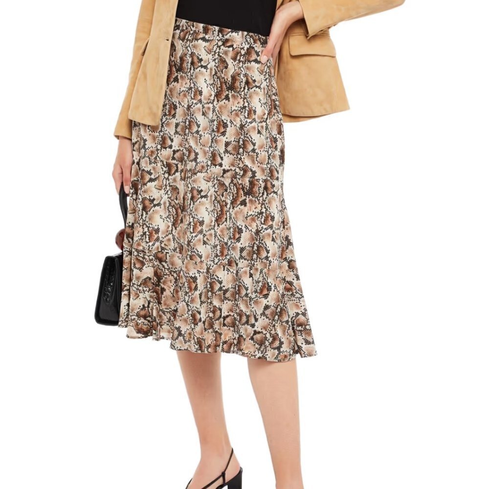 ALTUZARRA Snake Print 100% Silk Crepe De Chine Midi Slip Skirt - Picture 3 of 9